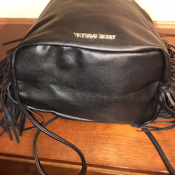 Victoria’s Secret Black Fringe Drawstring Backpack - Picture 9 of 16